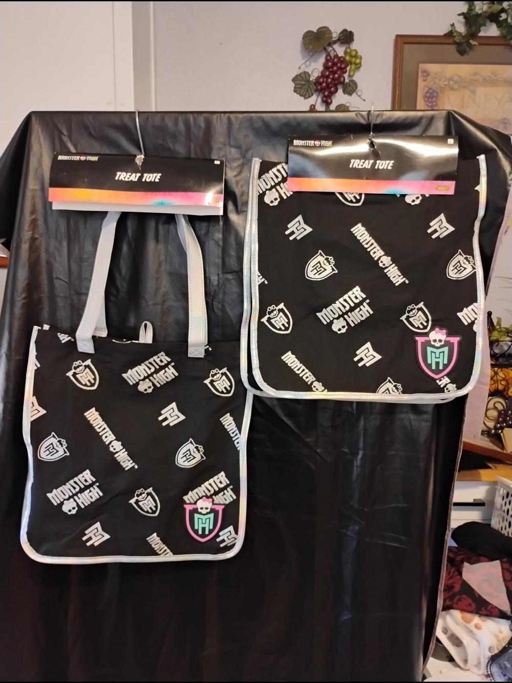 Monster High Black Tote with Pink and Mint Crest - Picture 2 of 4